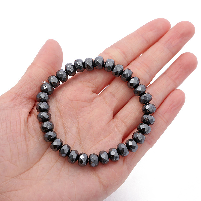 厂家直销无磁黑胆石切角扁珠手链男女通用手链黑胆石小礼品批发