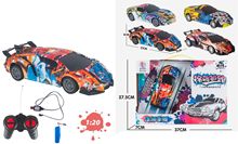 儿童益智6008涂鸦遥控车玩具涂鸦超跑充电1:20四通遥控车玩具