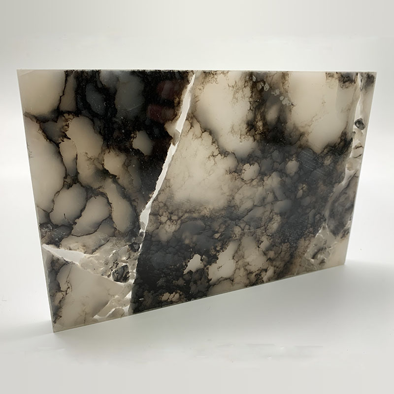 透光的人造富美玉石 黑白规则纹理透光石 美溢墙面台面装饰材料