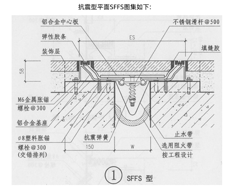 地面变形缝 铝合金地面抗震型sffs伸缩缝沉降缝 防震型转角变形缝