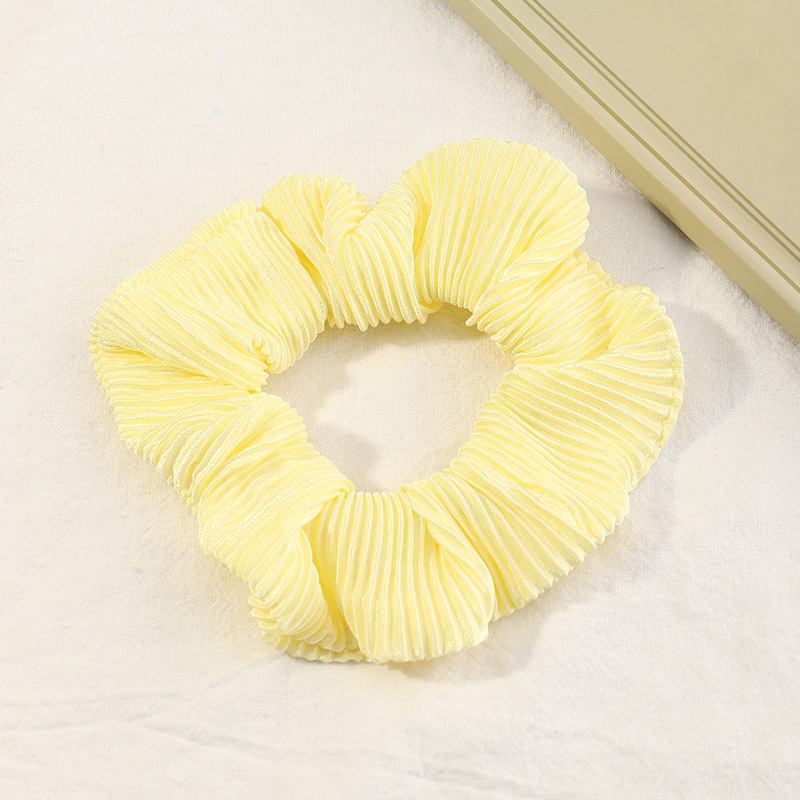 跨境女式糖果色发圈大肠圈纯色简约弹力头花 女士压褶发圈现货