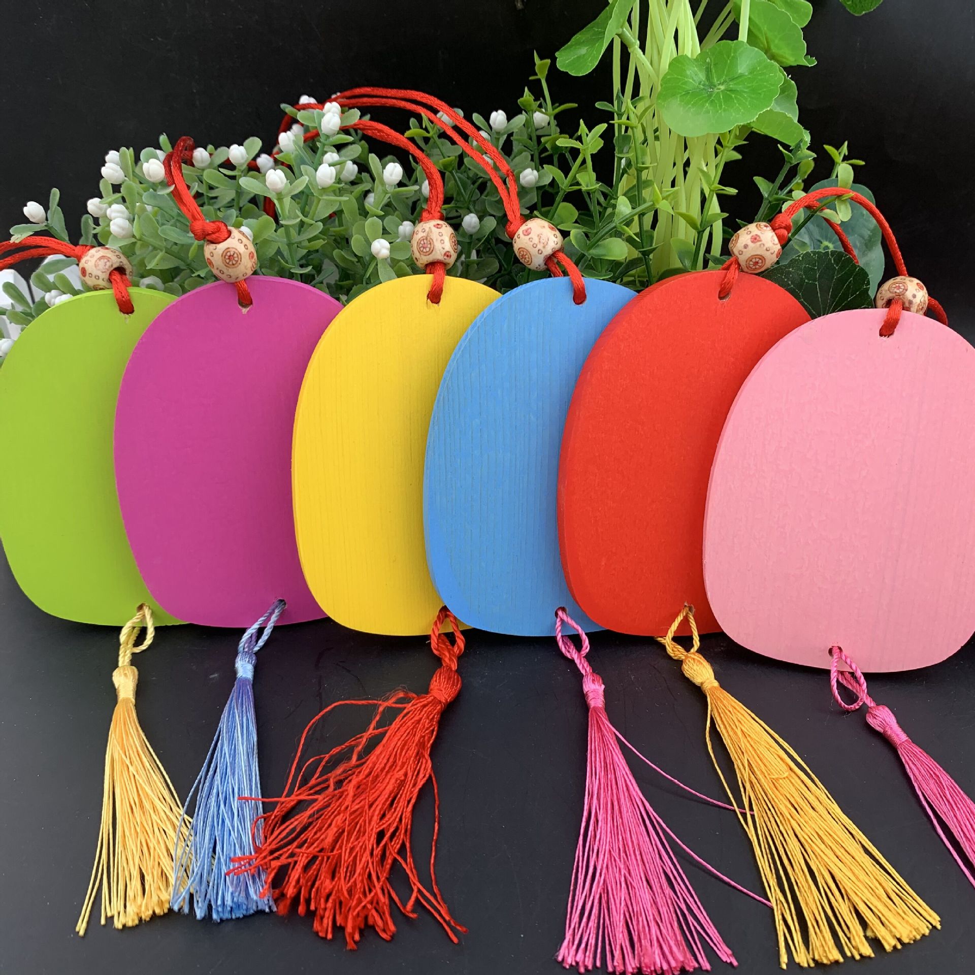 实木彩色心形椭圆许愿牌祈福牌木吊牌丽江幼儿园装饰木牌不会腐烂