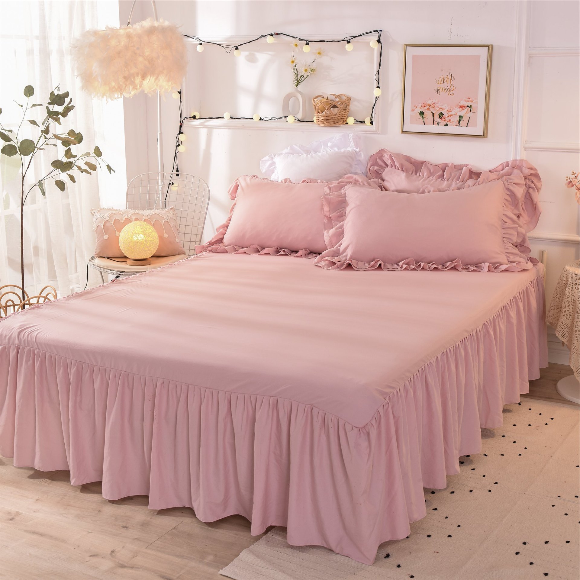 席梦思床罩床裙式床套单件防尘保护套1.5米1.8m床单床垫床笠防滑