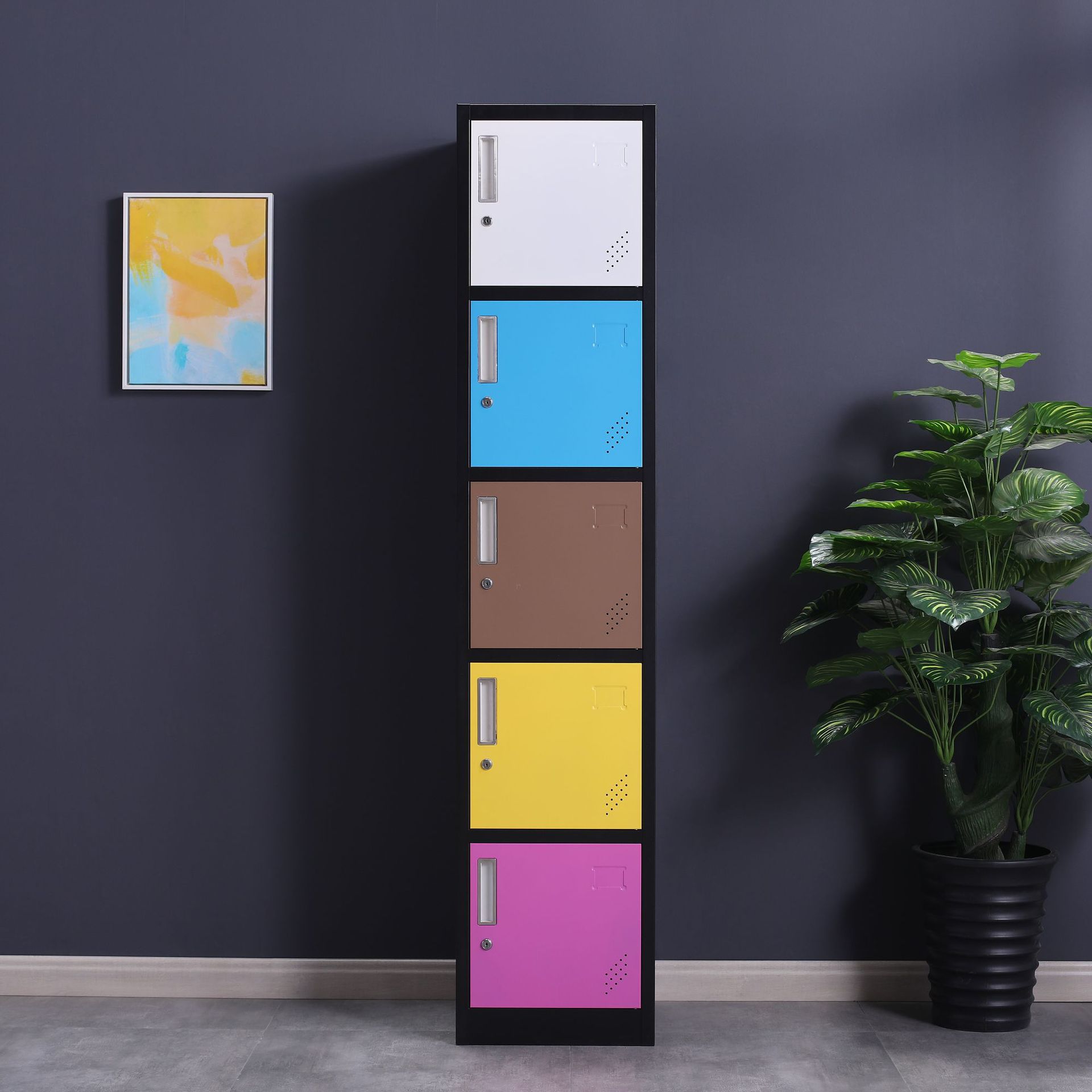 彩色更衣柜员工储物柜带锁拆装 铁皮存包柜鞋柜浴室储物收纳柜子