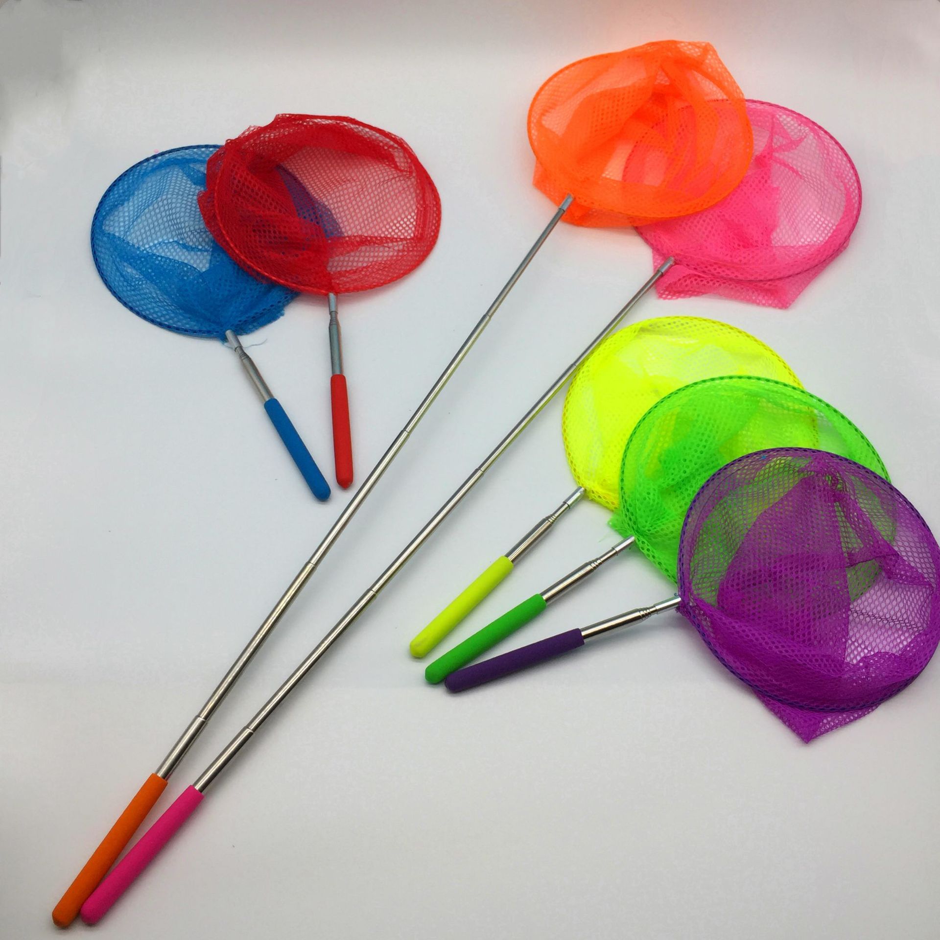 儿童不锈钢伸缩渔网竹竿渔网户外捕鱼扑昆虫网兜沙滩玩沙戏水玩具