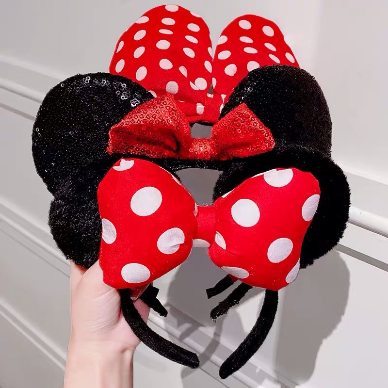 卡通同款米奇耳朵头箍成人儿童米老鼠发箍蝴蝶结发饰现货厂家批发