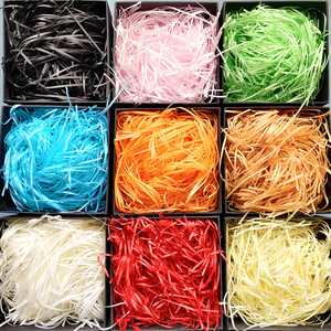 十一年厂家直供拉菲草纸丝填充物礼盒包装装饰喜糖盒彩色纸条批发