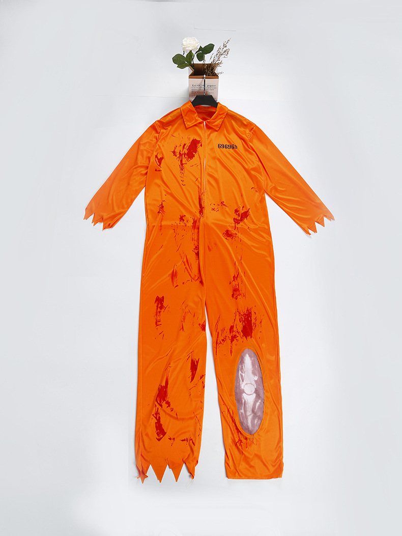 万圣节舞会演出服 囚犯服表演服装 成人美国监狱 囚犯服表演服装