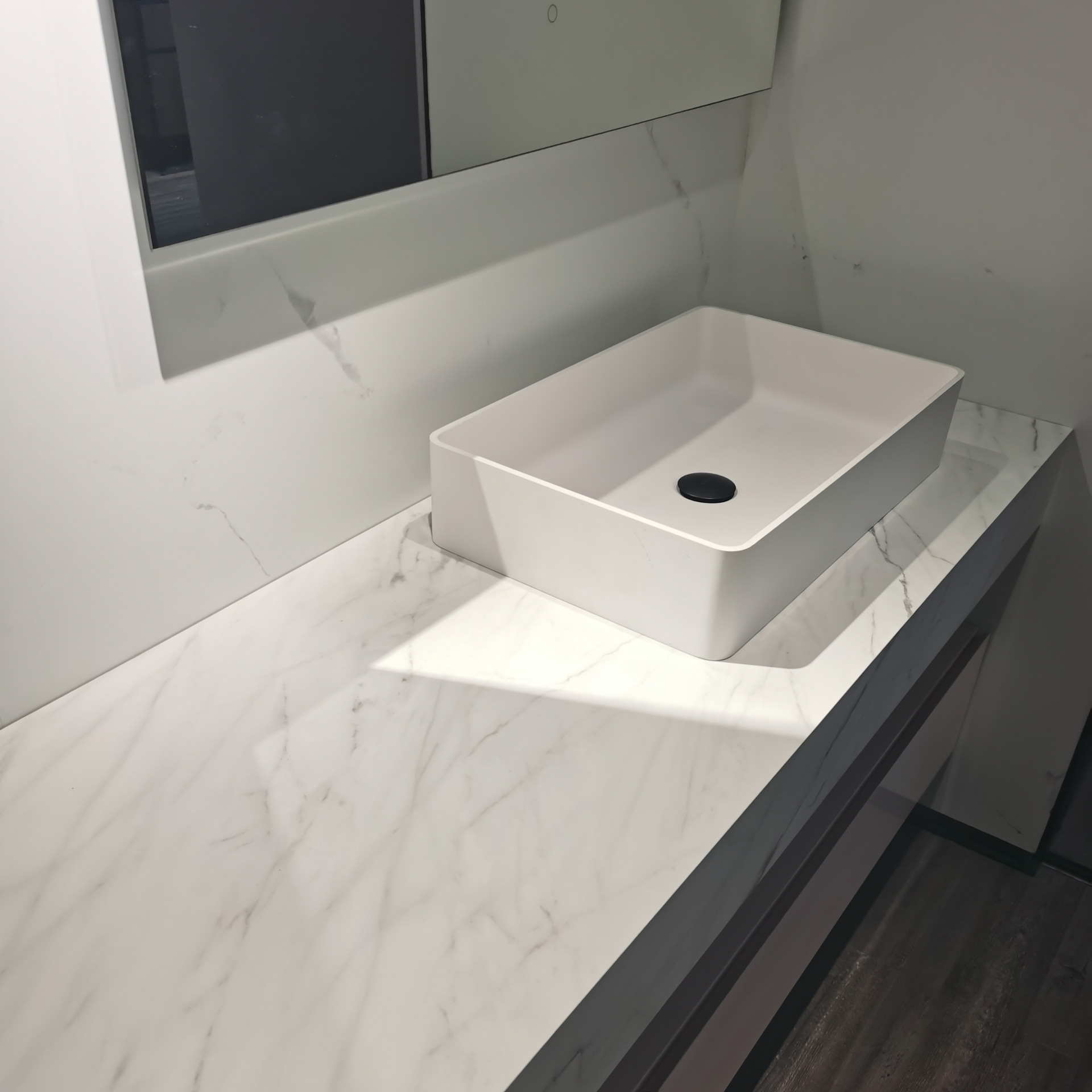 法标轻奢浴室柜组合人造石一体盆卫生间落地式台洗手台盆浴柜定制