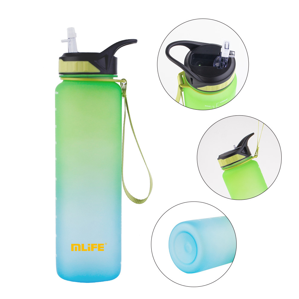 厂家供应新款1000ml塑料太空杯tritan材质时尚直身带吸嘴运动水杯