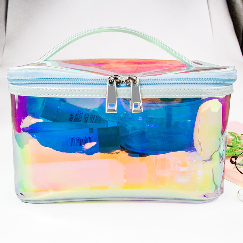 Internet Celebrity Large Capacity Portable Cosmetic Bag Korean Laser TPU Transparent Travel Make-up Bag