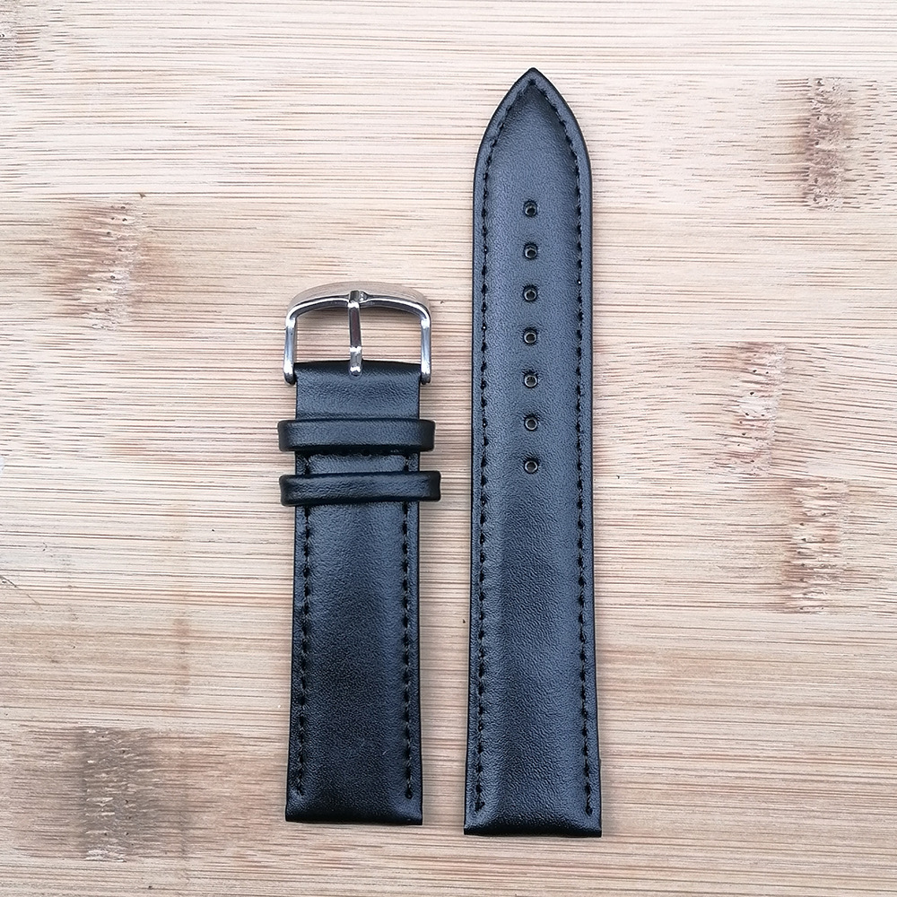 厂家批发针纹真皮手表带黑色头层牛皮表带16 18 20 22现货
