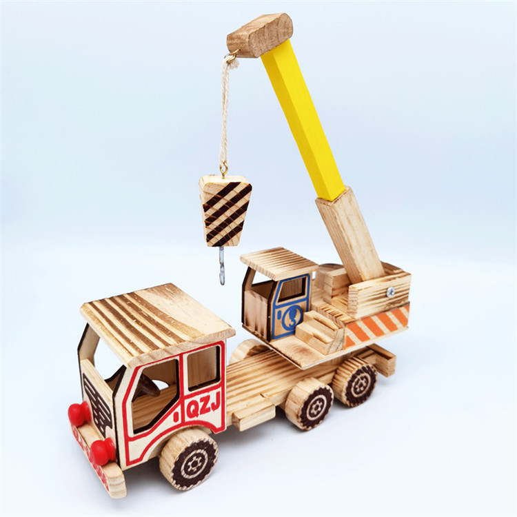 厂家直销木质起重机吊车儿童玩具车模型景区庙会热卖工艺品批发