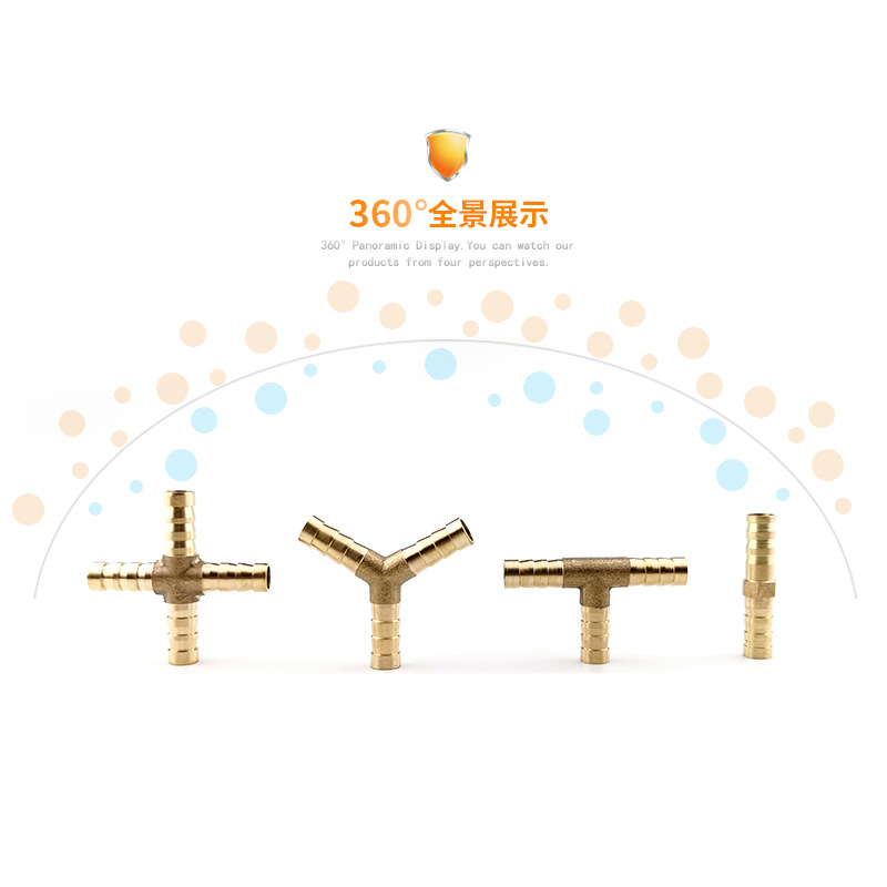 Copper Pagoda-Shape Connector T-Type Straight Tee Four-Way 6/8 MM10/12 Gas Acetylene Oxygen Hose Green Connector