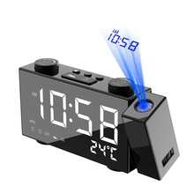 投影闹钟多功能投影时钟FM收音机USB充电闹钟多功能用途投影时钟