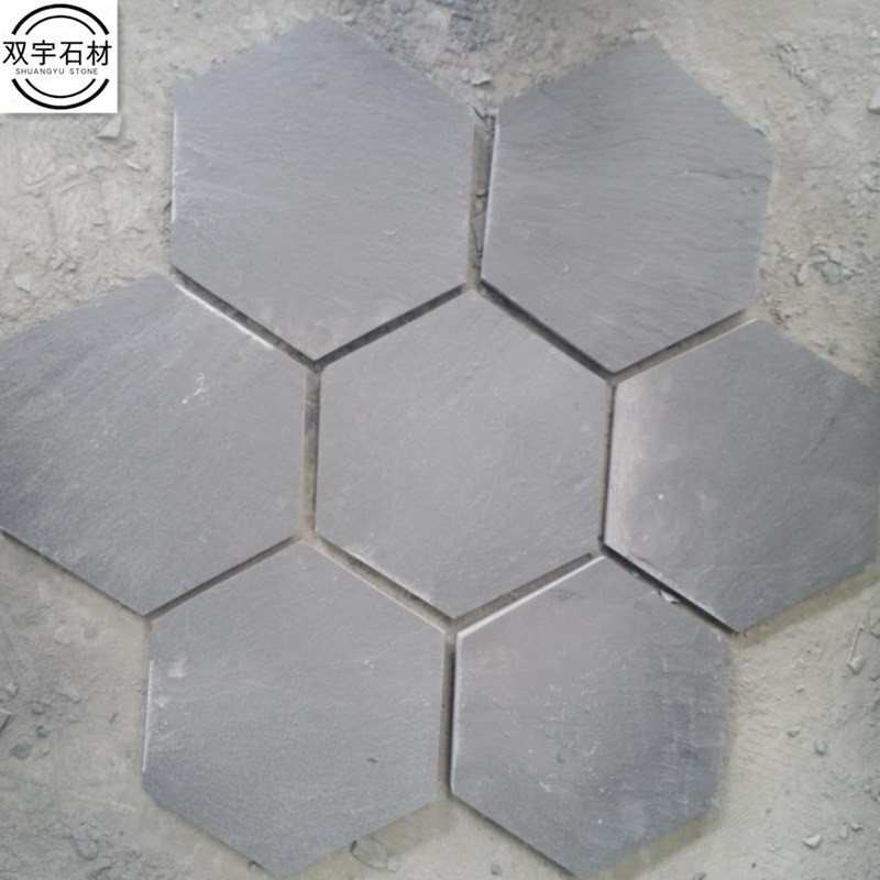 青石板冰裂纹碎拼 六边形外墙文化砖庭院地砖 铺路石仿古文化石