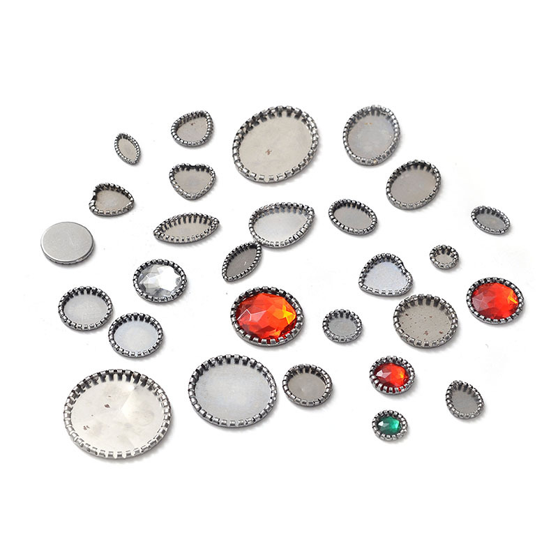 跨境diy免胶粘水工艺品卷边底板扣冲压五金饰品配件金属工艺定制