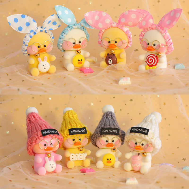 韩国可爱网红玻尿酸鸭摆件钥匙扣车载蛋糕装饰迷你小公仔玩偶挂件