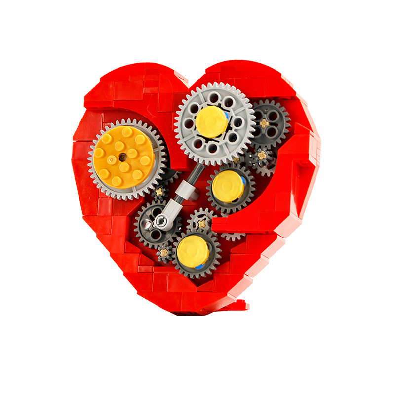 moc创意系列兼容乐高机械发条心moc-4453爱心红心拼插积木