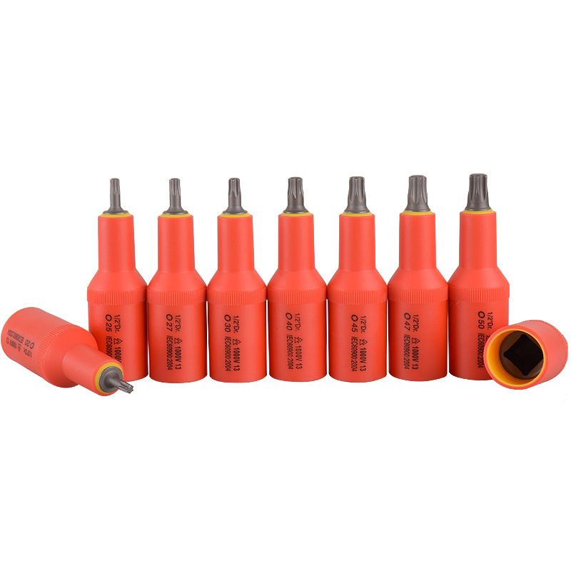 直销1000v 1/2绝缘星型旋具套筒批头t20-t55 梅花批头iec安全认证