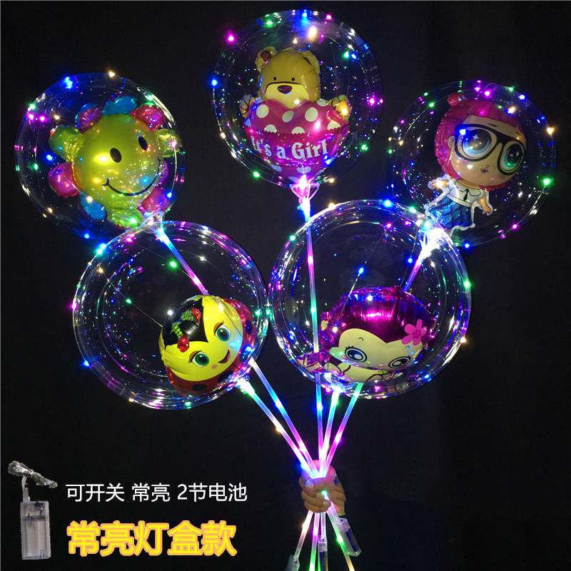 Online Red Balloon with Light Push Best-Selling Luminous Transparent Bounce Ball Hot Sale Street Selling Luminous Cartoon Wholesale Free Shipping