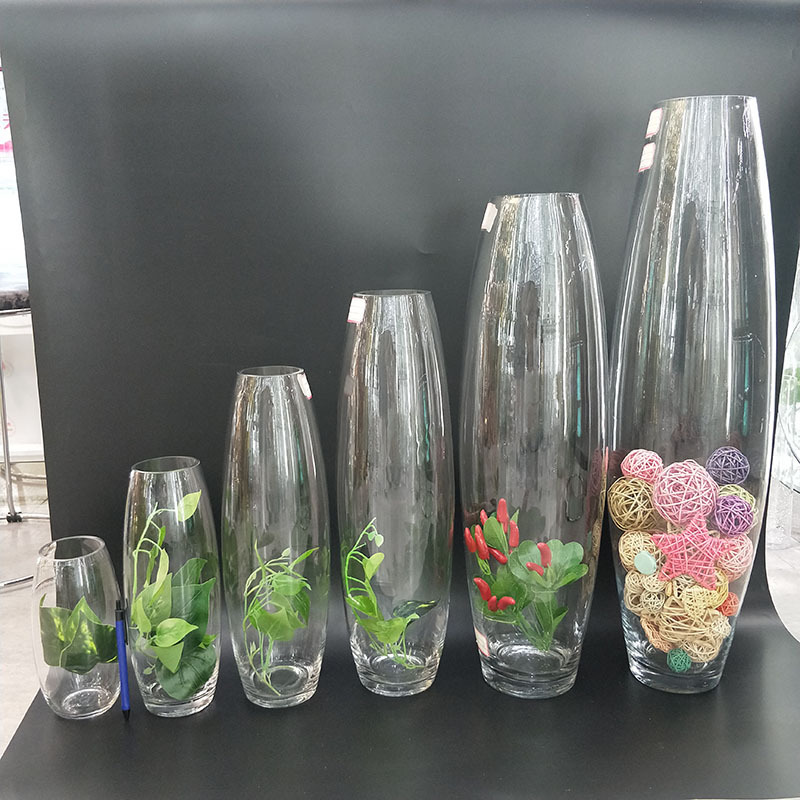 Factory Wholesale Wedding Guide Vase Shell Waist Drum Oblique Transparent Glass Vase Hydroponic Rose Vase