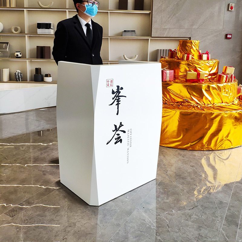 白色烤漆小型吧台4s店接待台售楼处迎宾台服装店收银柜台简约现代