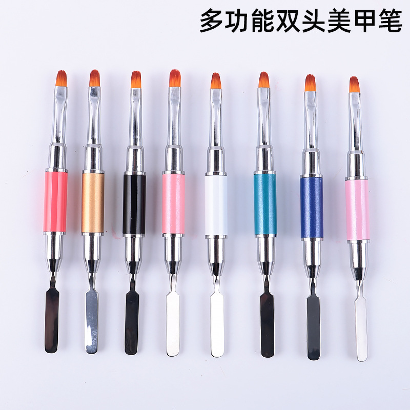 Strictly Selected Manicure Implement Dual-Purpose Fluoresent Marker UV Pen Take Glue Pen Double-Headed Nail Brush Embossing Rod Steel Push Take Glue Stick