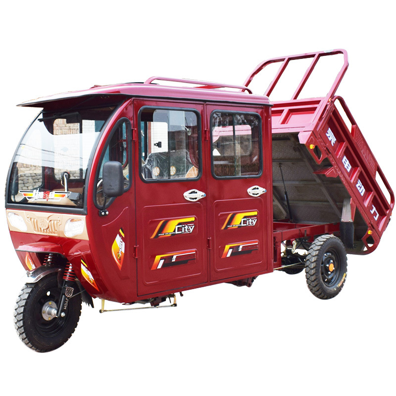 双排燃油三轮车汽油双排摩托三轮车半封闭燃油双排农用摩托三轮车