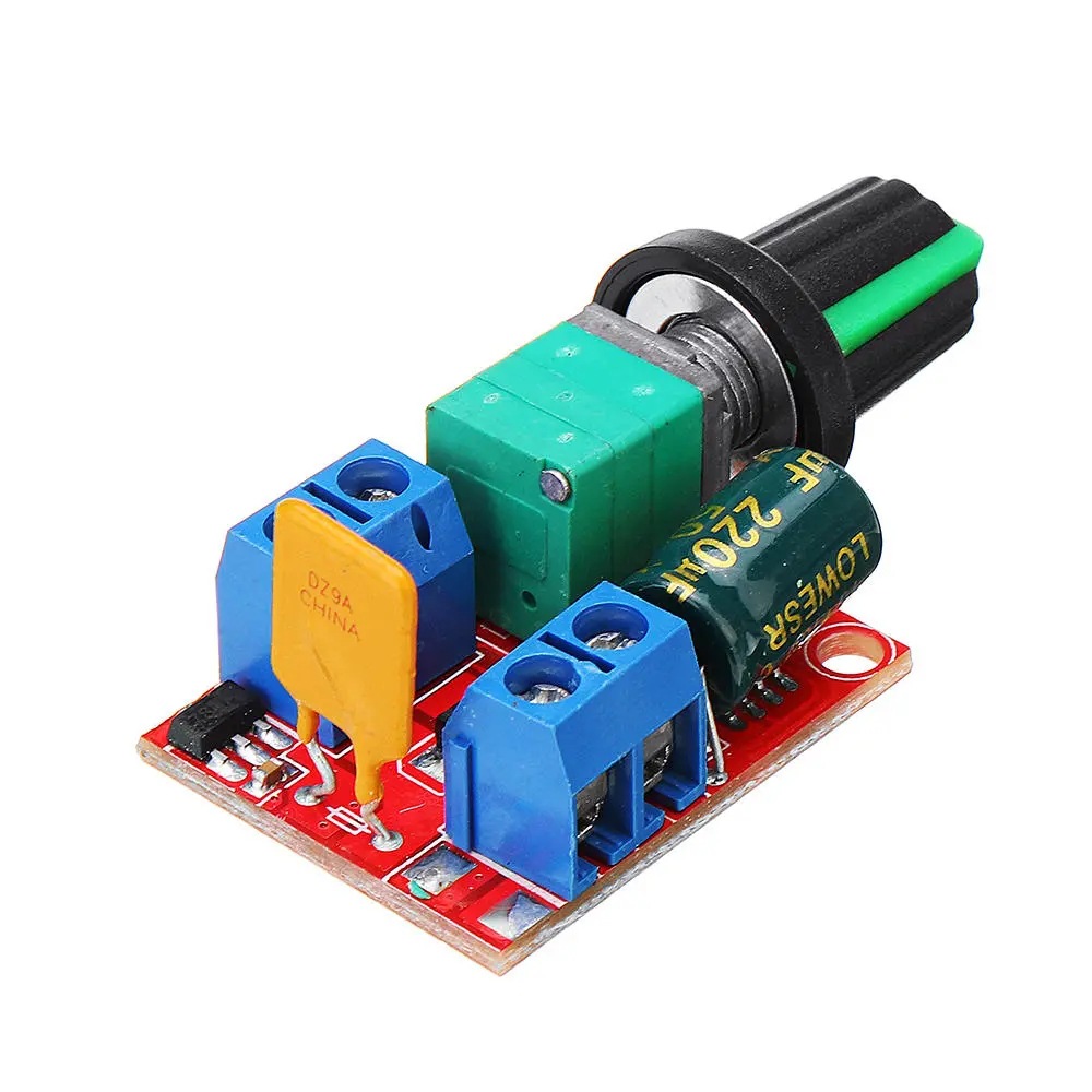 迷你直流电机pwm调速器3v6 12 24 35v调速开关 超小led调光器 5a