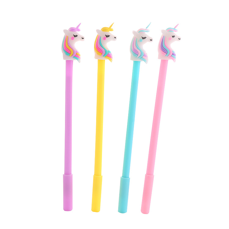 Student Gel Pen Cartoon Unicorn Ball Pen Creative Learning Stationery Office Supplies Black Signature Pen Wholesale