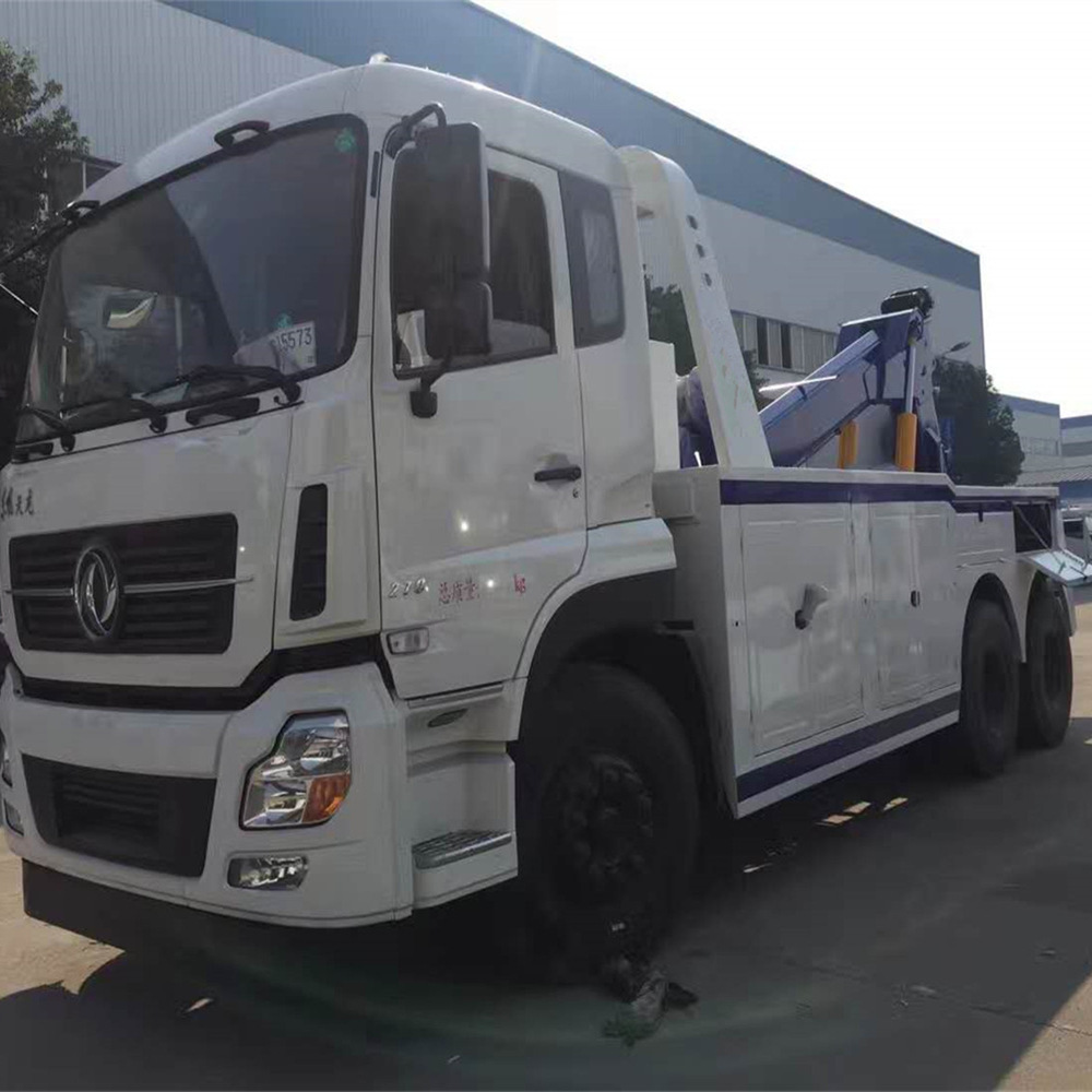国五东风天龙后双桥拖吊联体清障车,一拖一事故重型道路救援拖车