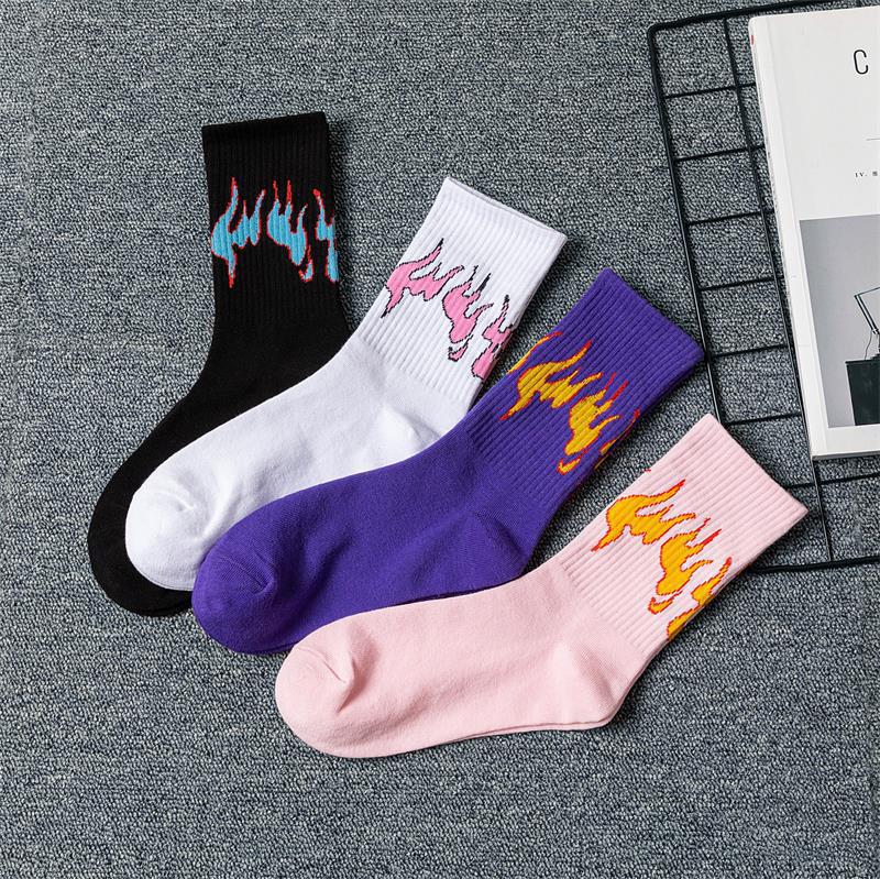 New Flame Deodorant Men and Women Ins Fashion Mid-High Tube European and American Street Basketball Hip Hop Ulzzang Korean Socks Autumn