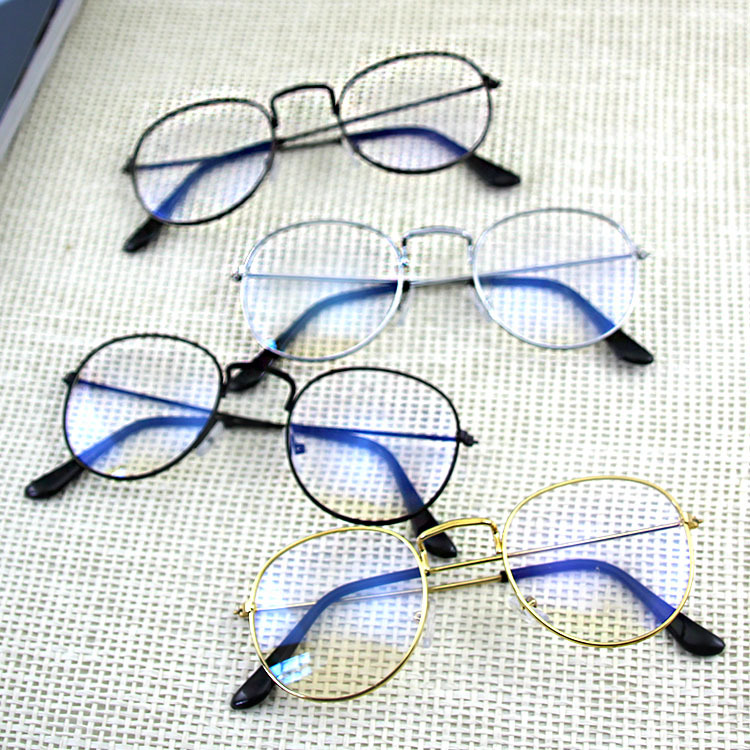 新款眼镜框复古圆边蓝光平光镜男蓝光眼镜时尚金属平光镜CJ305