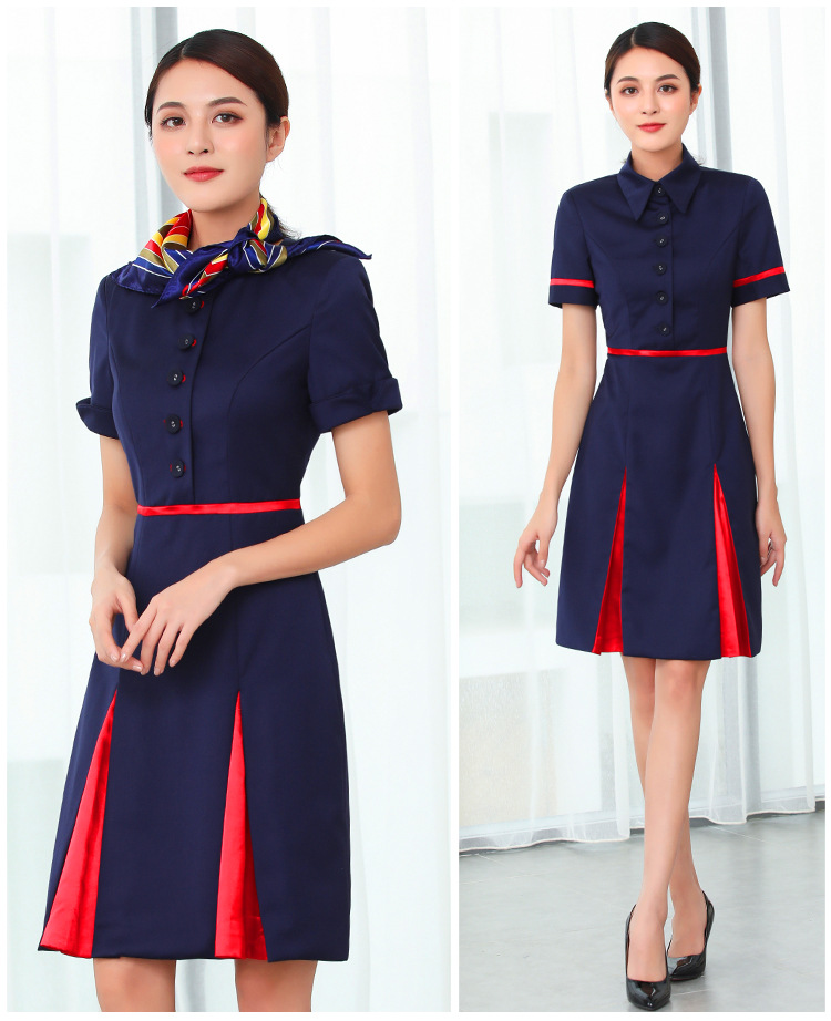 香港国泰港龙航空连衣裙空姐女修身高端职业装导诊技师制服