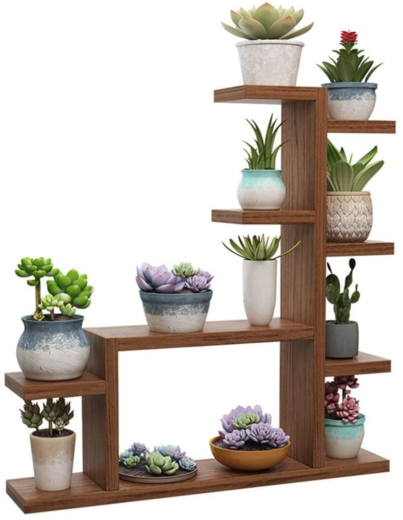 三层木质花盆架迷你植物桌面展示架复古室内阳台花架