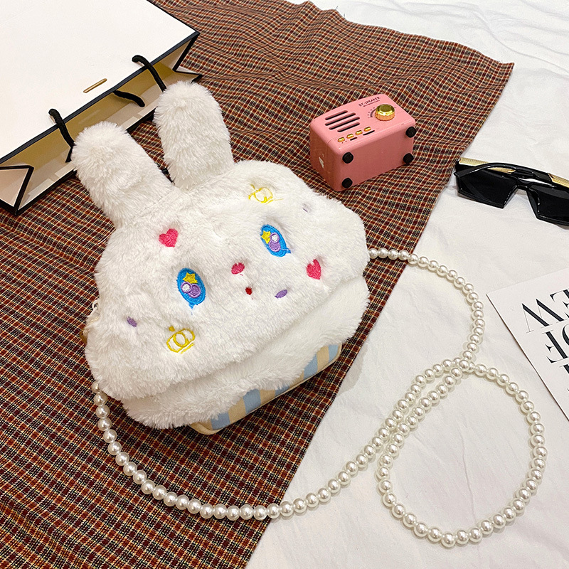 New All-Match Shoulder Messenger Rabbit Plush Toy Bag Bear Bag Children New Coin Purse Plush Bag Wholesale