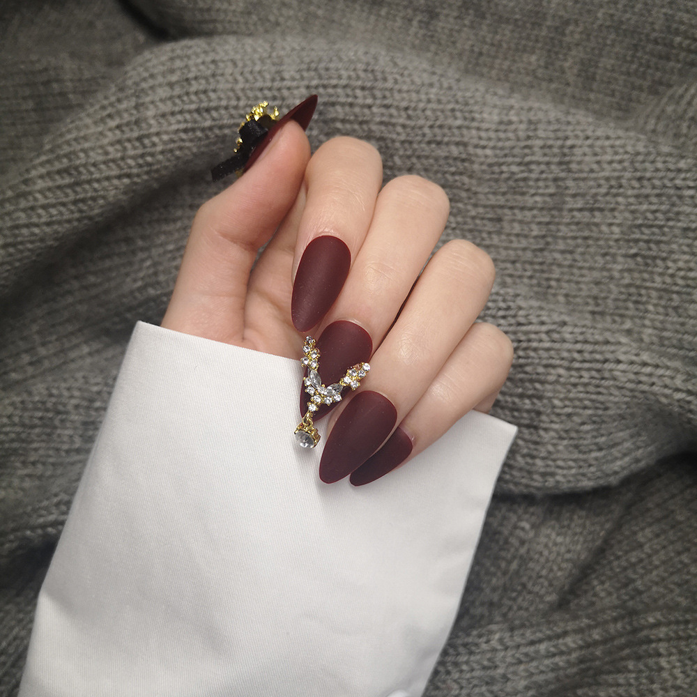 356穿戴美甲贴片成品假指甲片可拆卸网红新娘欧美尖头饰品浮夸张