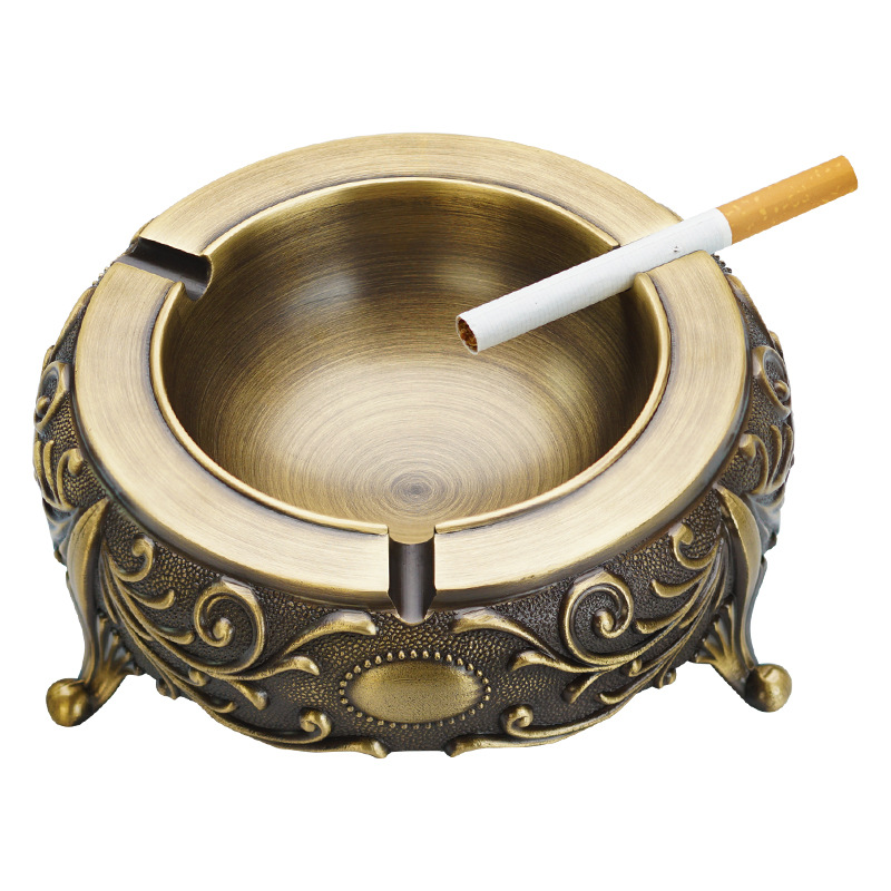 纯铜烟灰缸家用客厅茶几办公室摆件创意个性潮流带盖烟缸新中式