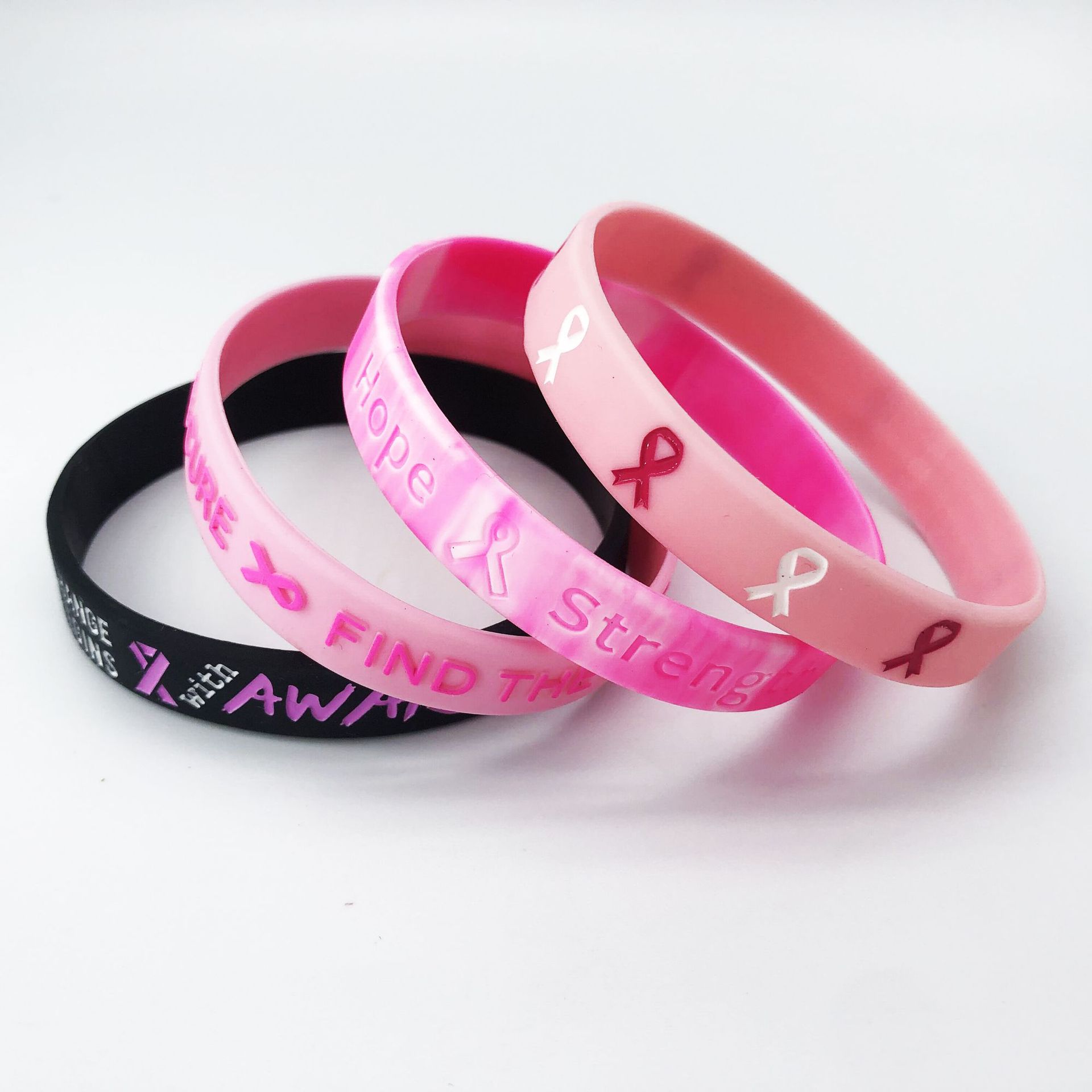 Breast Silicone Bracelet Hope Strength Pink Ribbon Wrist Strap Faith Courage Silica Gel Bracelet