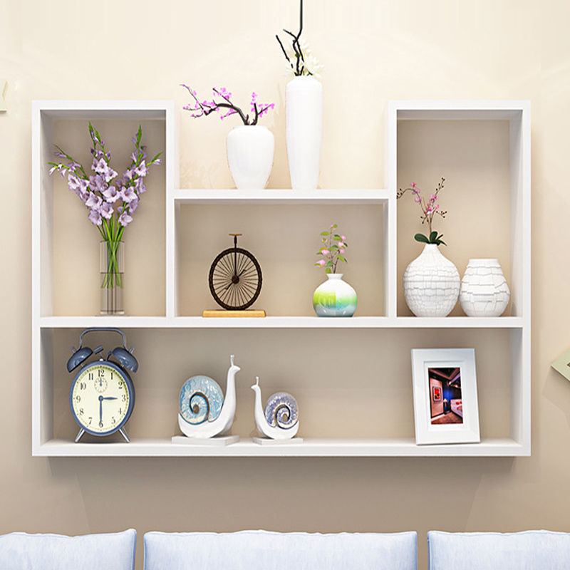 墙上置物架免打孔壁挂式储物柜卧室墙面壁柜创意格子壁柜家用书架