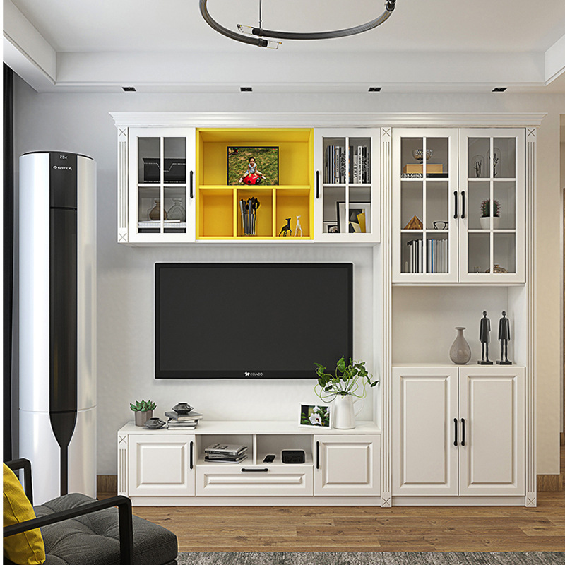 电视柜客厅吊柜电视墙小户型多功能储物柜子书柜置物架整体组合墙