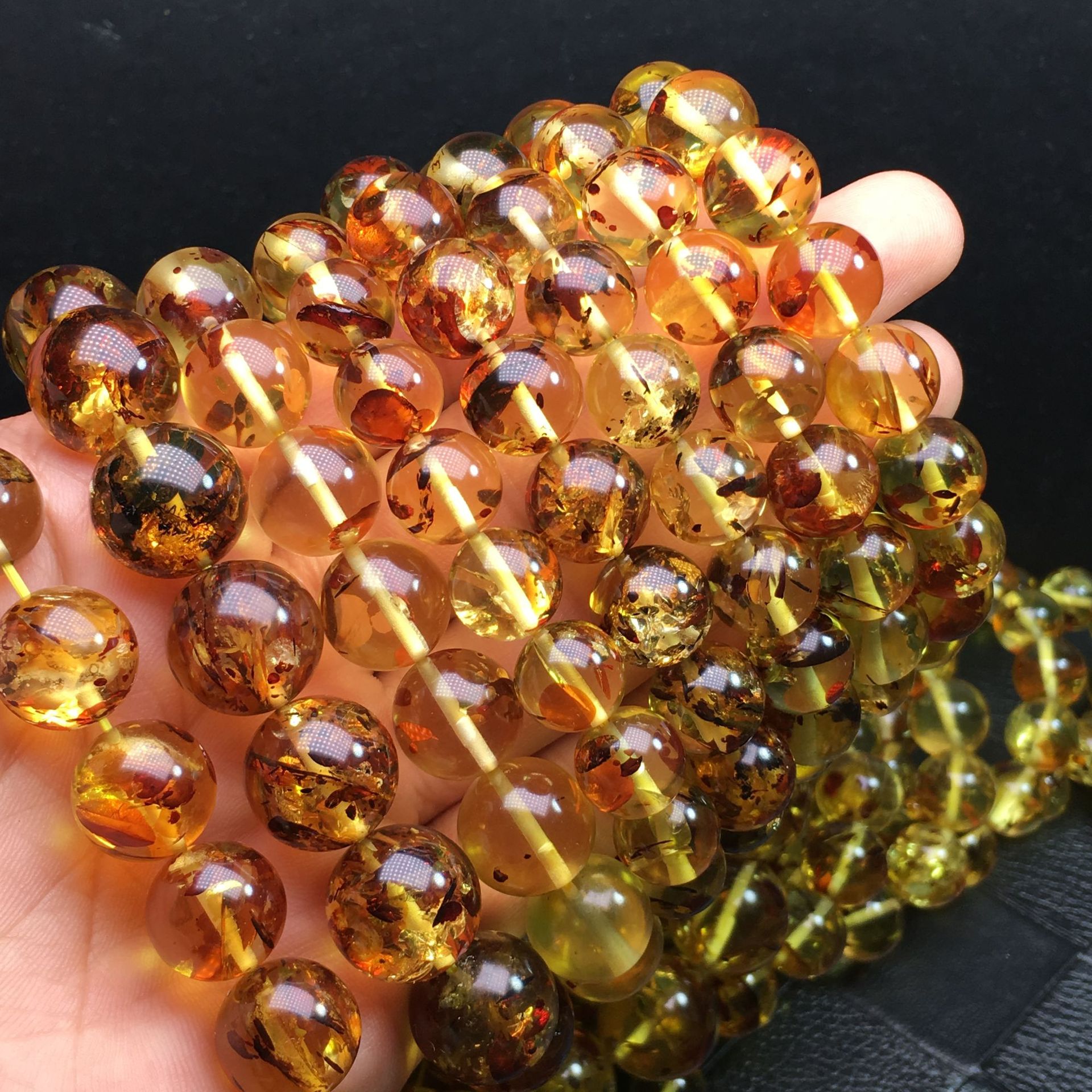 【原矿琥珀蜜蜡】精美直径10-16mm花珀圆珠手串实体直播活动款