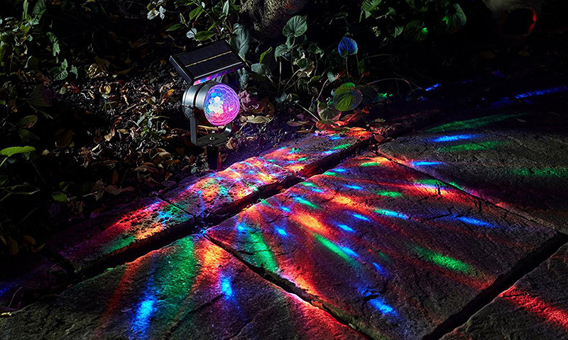 太阳能灯旋转彩光灯 圣诞投影灯 变色舞台灯 塑料铝 别墅节日装饰