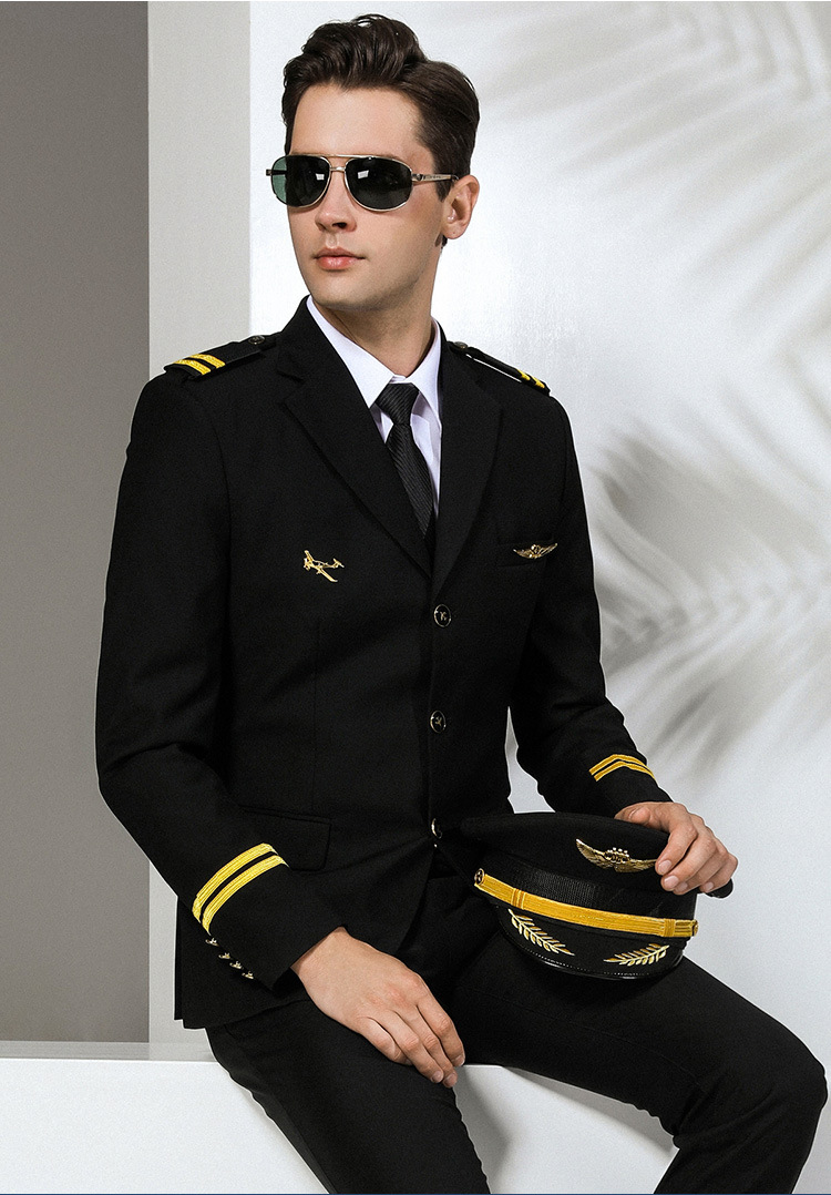 航空机长制服男空少服飞行员制服空乘服高级年会礼服西装单排外套