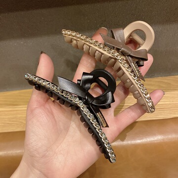 东大门同款发饰水钻蝴蝶结发夹盘头发抓发夹优雅气质发抓新款抓夹