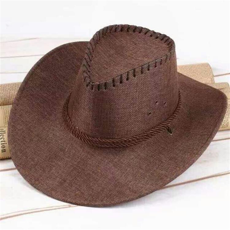 Summer Men's Cowboy Hat Hemp Embossed Sunshade Summer Hat Sun Hat Beach Hat Horse Riding Hat