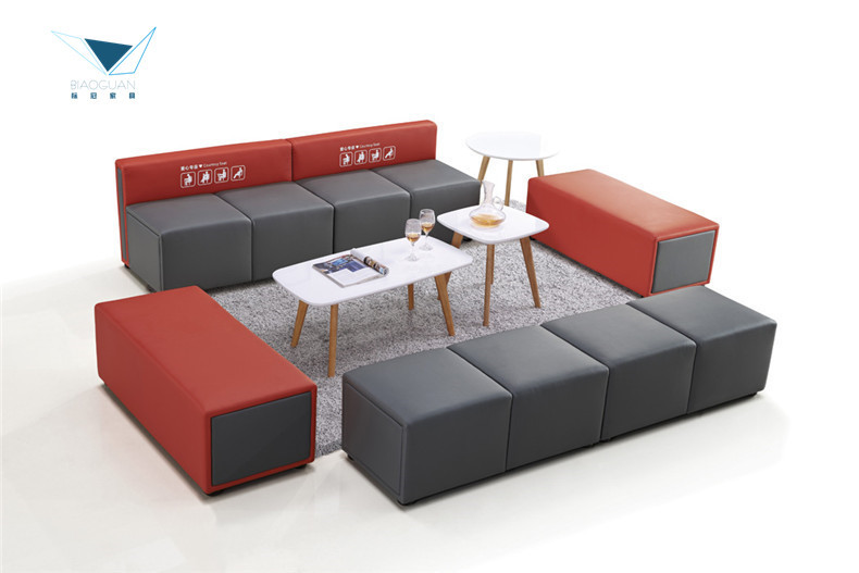 厂家供应洽谈办公沙发布艺皮艺组合简约商务会客等候接待沙发
