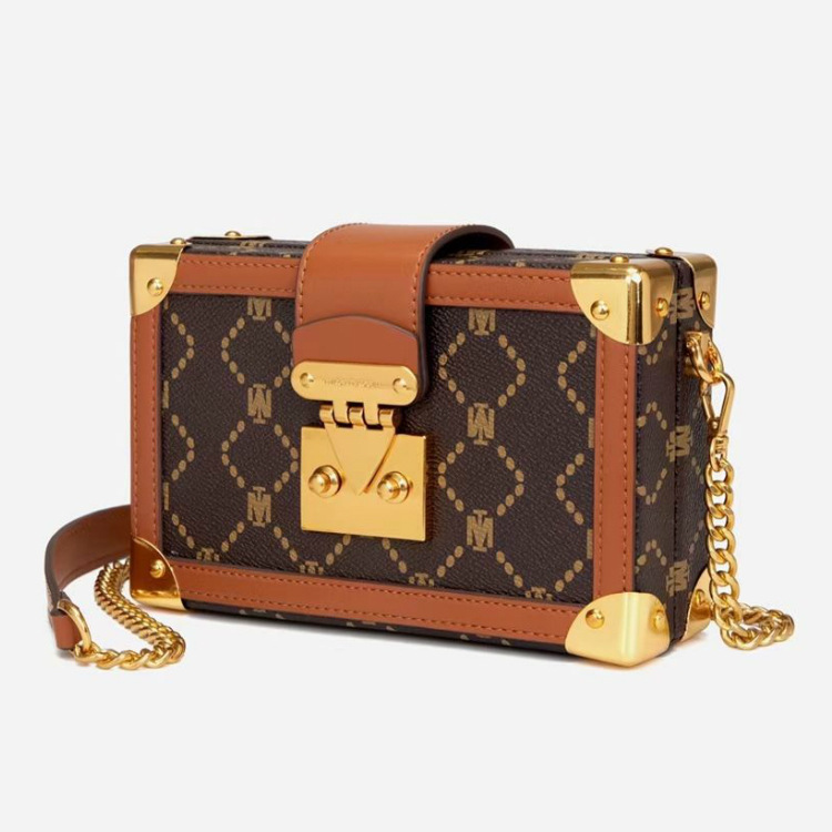 工厂直销包包女包2020新款小mk盒子包老花系列经典单肩斜跨链条包