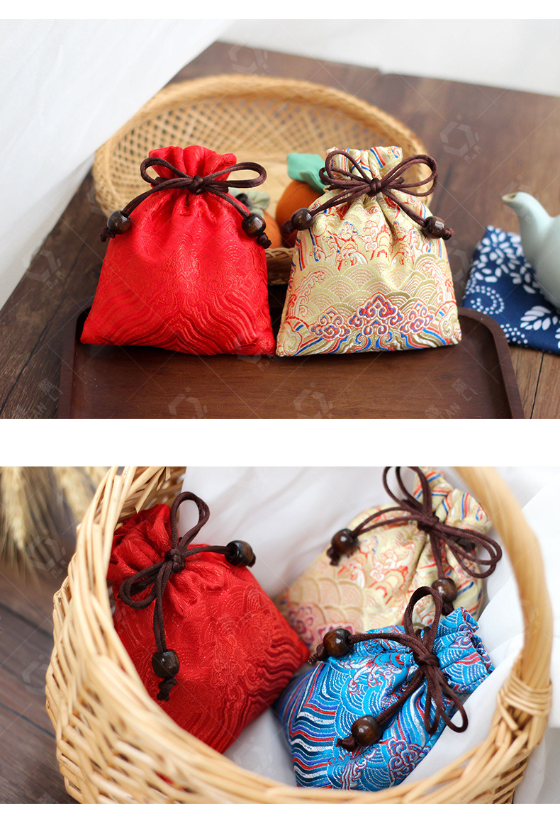 【钱丽】束口袋锦缎双层香囊香包香袋随身荷包抽绳空袋批发订制